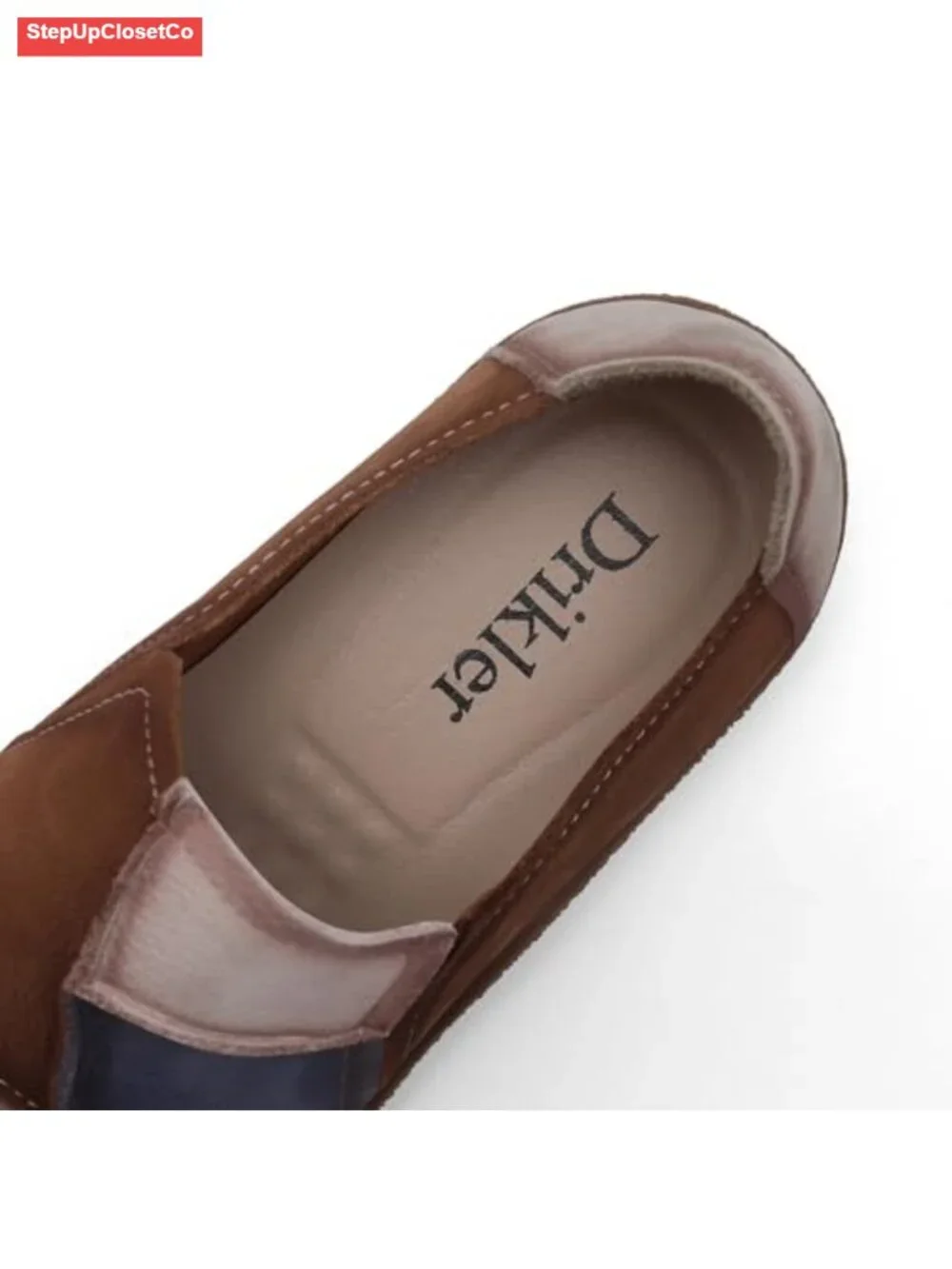 Women's Cowhide Leather Penny Loafers Round Toe Retro Mary Jane Comfort Walking